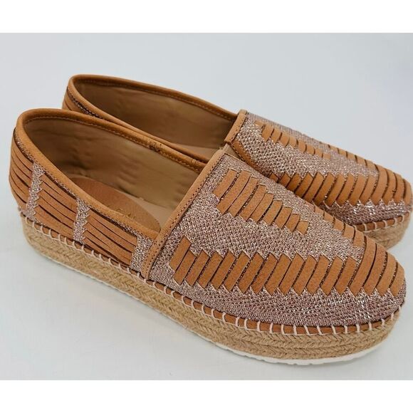 Steven Natural Comfort Huarache Shoe CHARM Tan Metallic Silver Womens Size 6.5 - Picture 1 of 9
